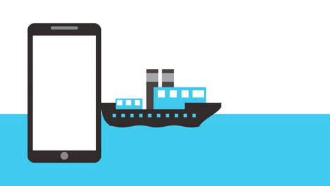 ship boat transport and smartphone in the sea