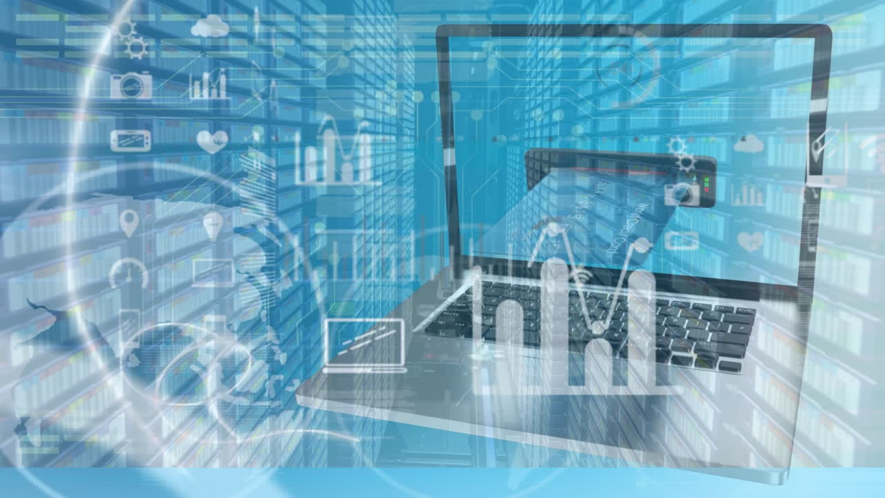 신용 카드와 함께 노트북에서 데이터 처리의 애니메이션