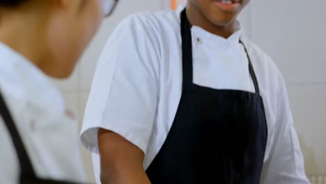 chef hablando entre sí en la cocina 4k