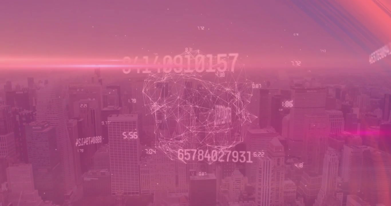 The animation shows a glowing pink light wave moving on a transparent background