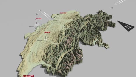mapa del terreno en 3d de suiza