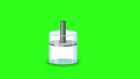 Animation illustrates Boyle's Law using gas-filled cylinders with movable pistons, showing inverse relationship between pressure and volume on a green background