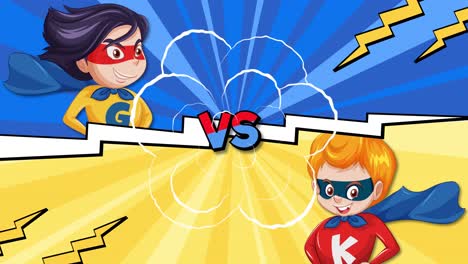 two superheroes face off in a comic style