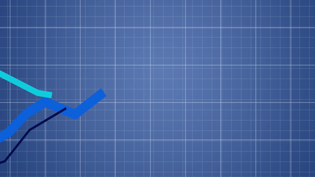 animación de líneas azules procesamiento de datos financieros sobre fondo azul