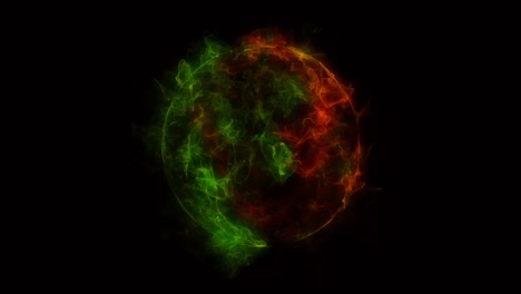 animation orange light ball on black background.