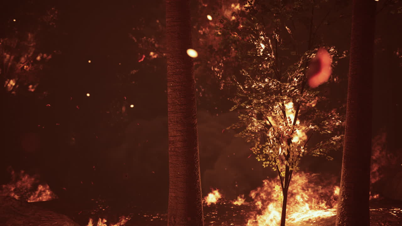 산불 이 숲 에서 땅 을 태우고 있다