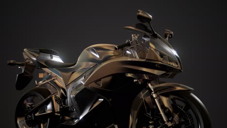 moto sport bike in dark studio with bright lights