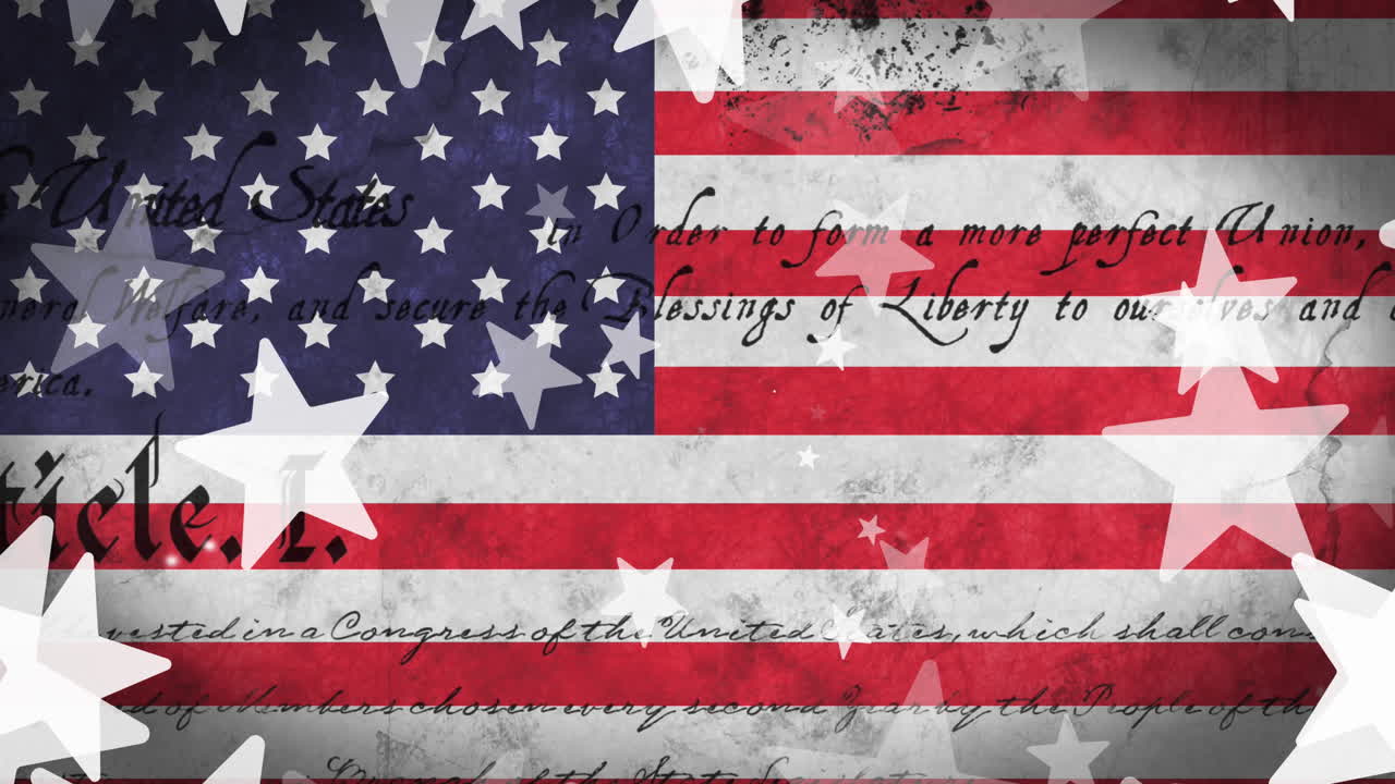 Animation of 4th of july independence day text over flag of united states of america