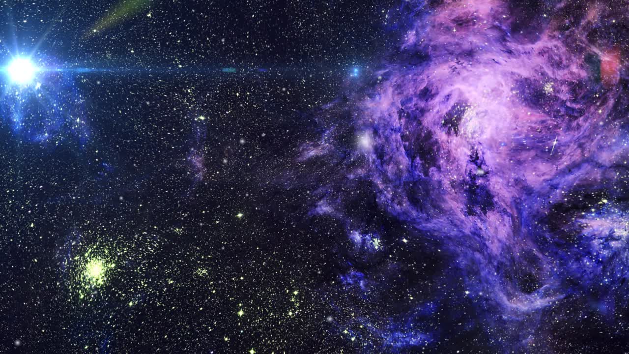 nebulosa de la superficie de la nube de 4k con una estrella brillante moviéndose en el universo
