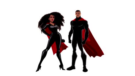 superhero couple black on white