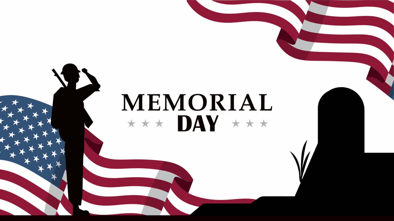 letras del día conmemorativo con animación de silueta de soldado