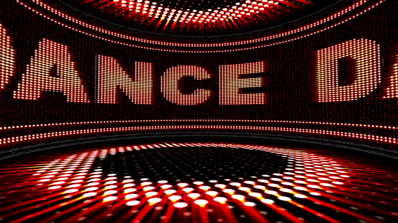 모니터 및 디스코  애니메이션에서 댄스 텍스트, 렌더링, 루프