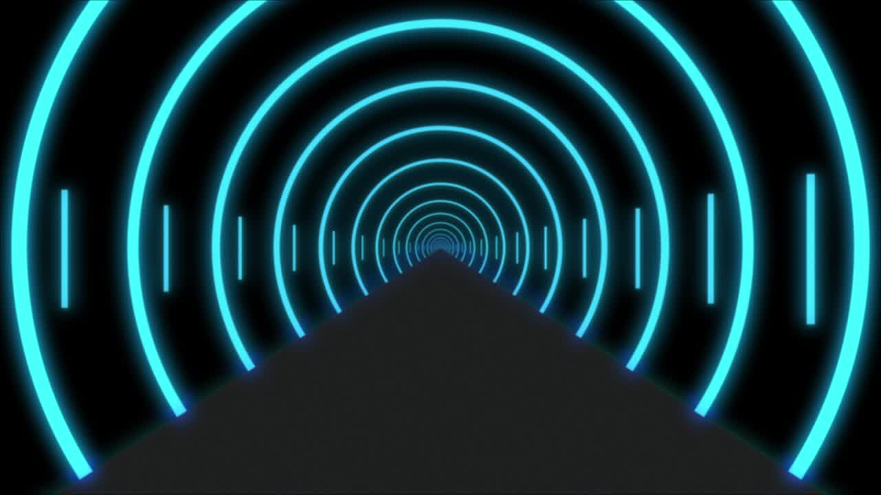 un túnel sin fin de luz azul de neón en forma de círculo, un túnel abstracto en 3d. túnel futurista de fondo