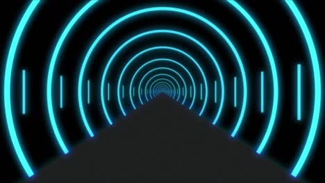 un túnel sin fin de luz azul de neón en forma de círculo, un túnel abstracto en 3d. túnel futurista de fondo