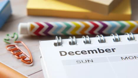 december calendar and office supplies