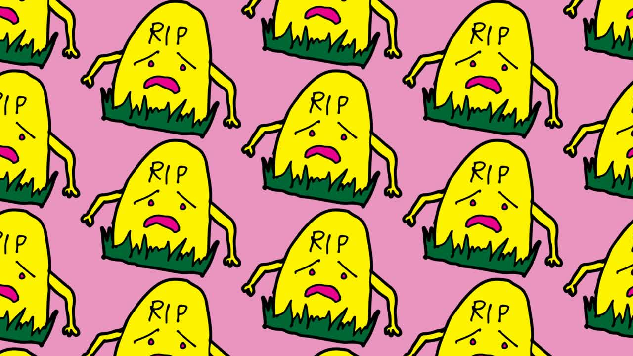 Børnetegning pop art sømløs baggrund med gravstenstema.