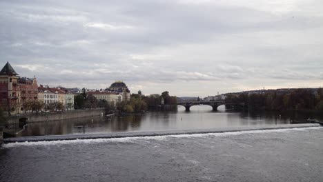 legion bridge and national theatre in prague, czech republic, vltava view from charles bridge