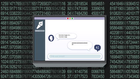 animazione di un testo e elaborazione di dati in codifica binaria sullo schermo