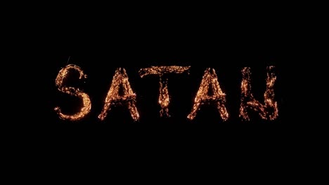 la palabra de satanás ardiendo. lana de acero ardiendo sobre un fondo transparente. hermosa combustión