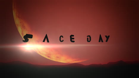 Space-Day-with-red-planet-and-mountain-in-galaxy