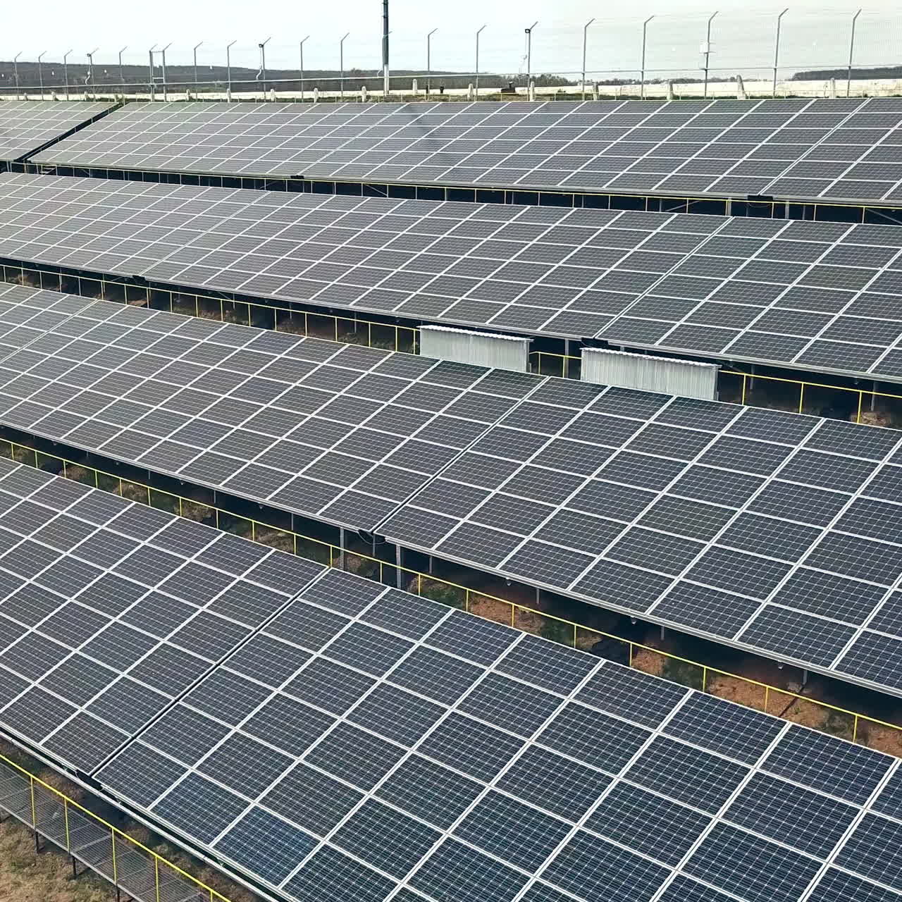 Aerial view of Solar panels. Photovoltaic power supply systems. Solar power plant.Source of ecological renewable energy.