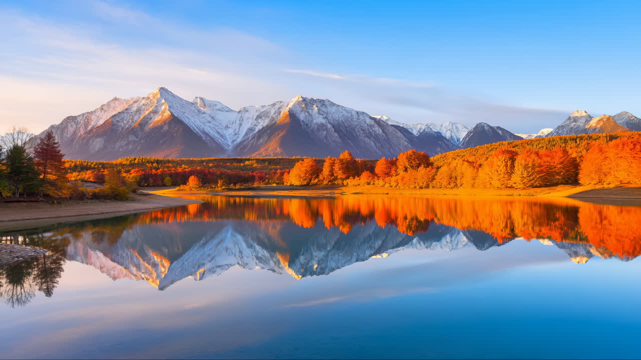 Majestic Mountains and Autumn Trees Reflected in Calm Lake | Premium ...