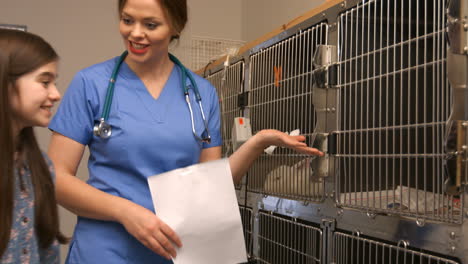 un veterinario con una chica hablando juntos