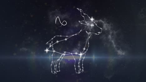 animation of capricorn star sign on black background