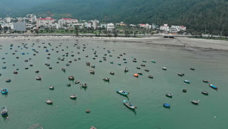 round vietnamese fishing raft at the fishing village in da nang