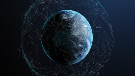 red de conexiones en todo el mundo contra un fondo azul