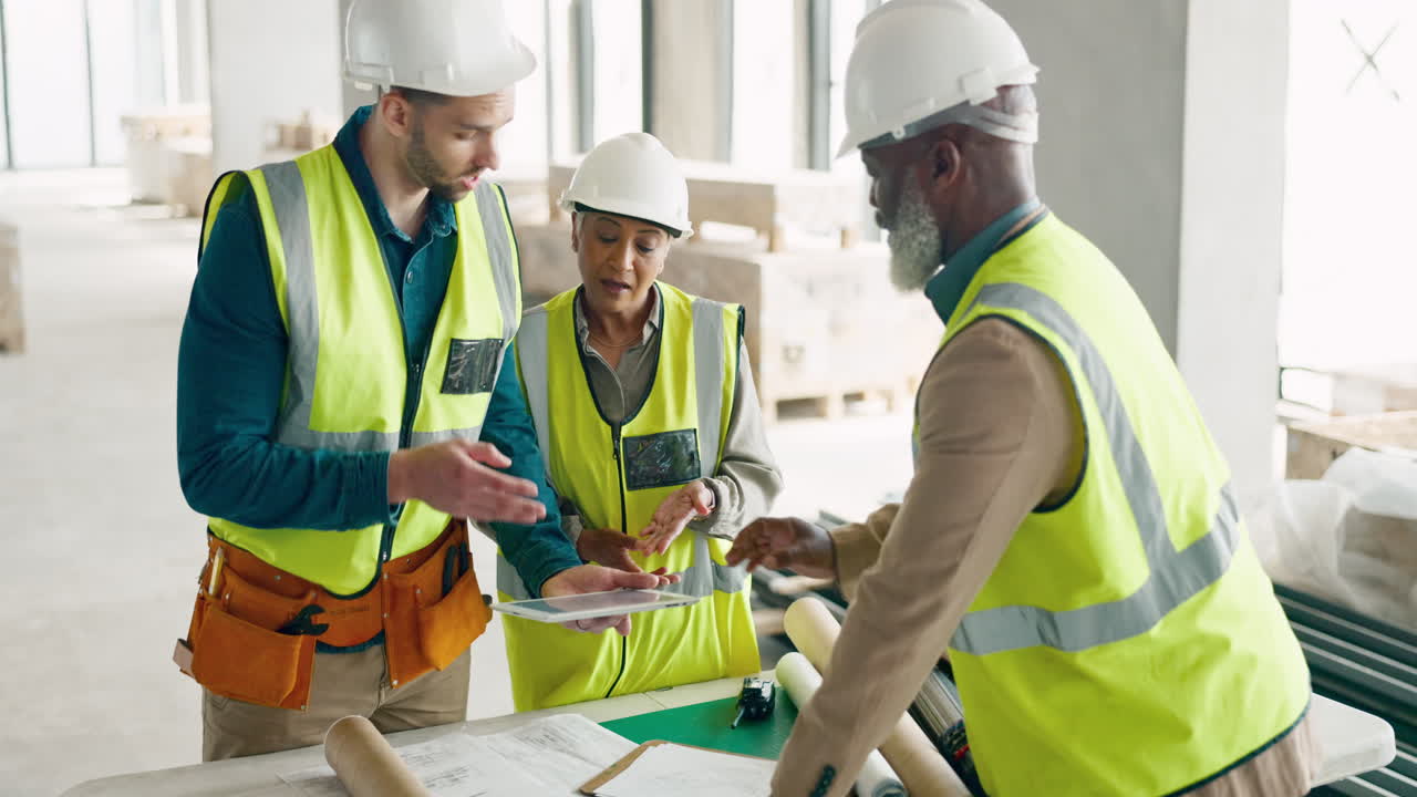 Teamwork on construction building