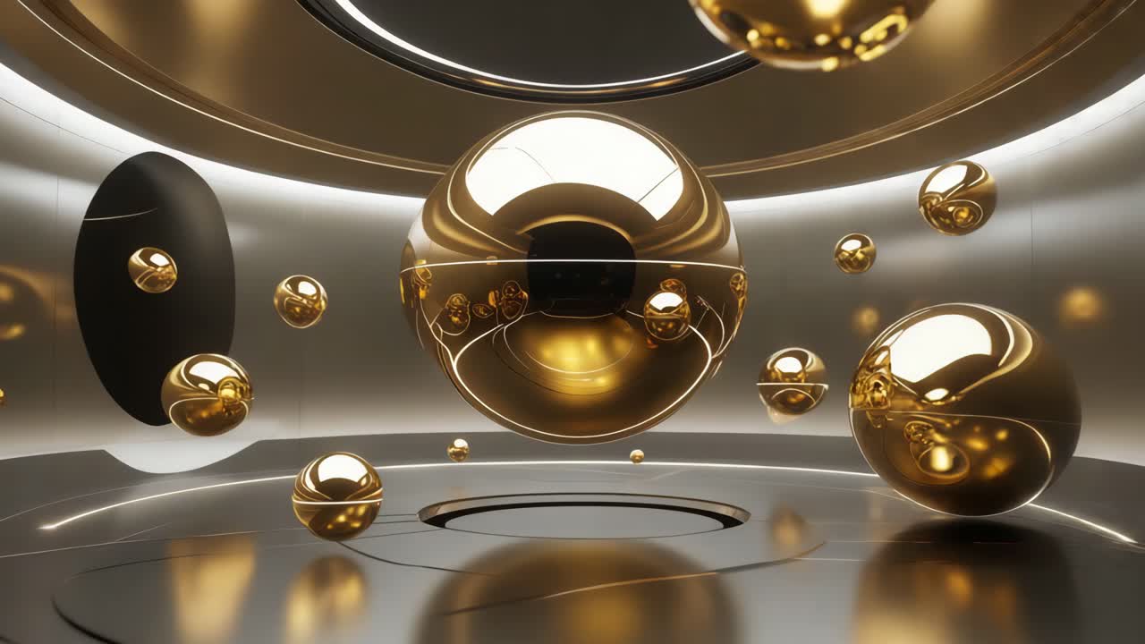 미래주의적 인 인테리어 에 있는 금 구