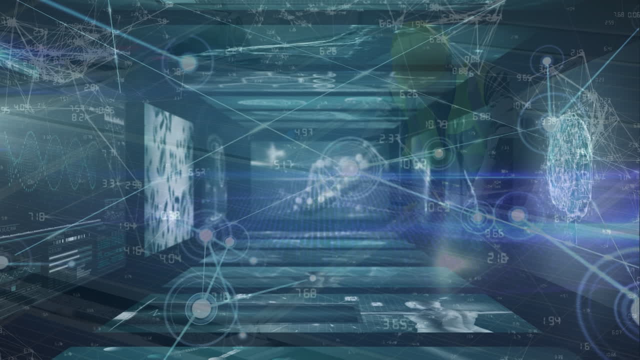 디지털 화면에서 데이터 처리를 통해 연결 네트워크의 애니메이션