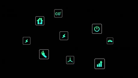 animation of ecology icons over santa in sleigh