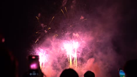 Atemberaubendes-Farbenfrohes-Feuerwerk-Vor-Dem-Dunklen-Nachthimmel