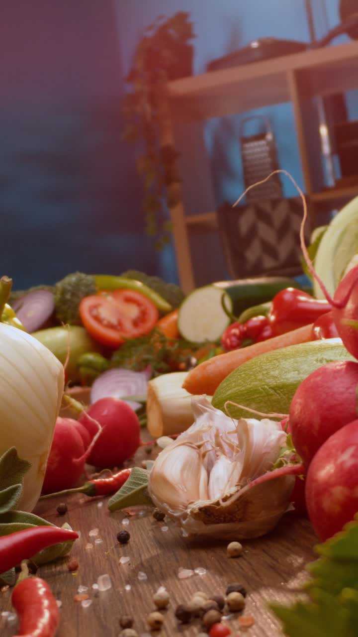 Fresh and Colorful Vegetables on a Wooden Table