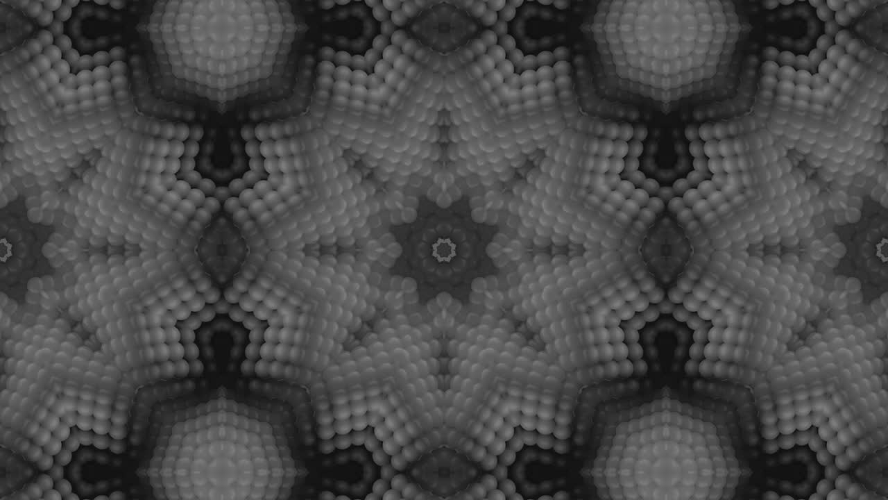 3d Looped abstract ornate decorative background. Hypnotic trendy kaleidoscope.