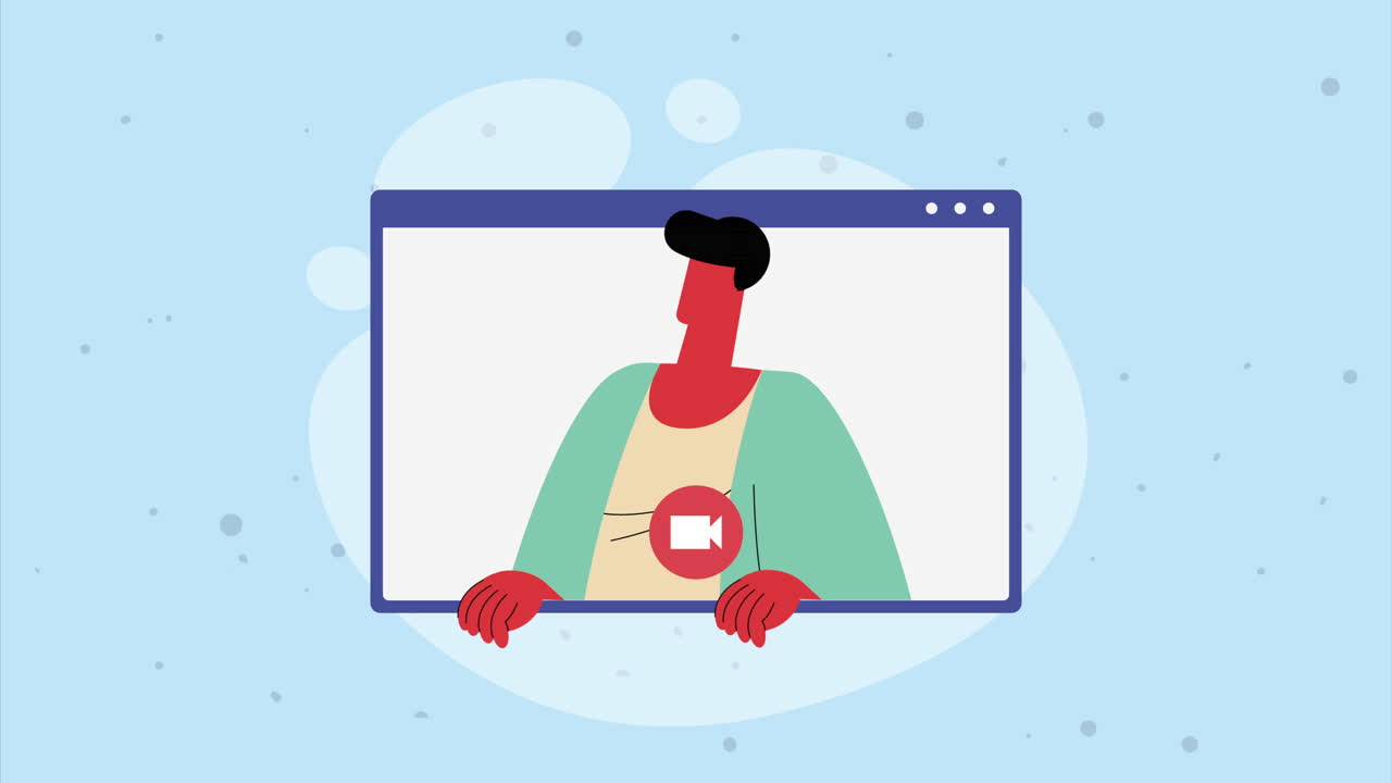 man in web site template animation
