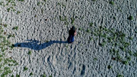 Drone-shot-of-young-attractive-black-female-doing-sports-outdoors