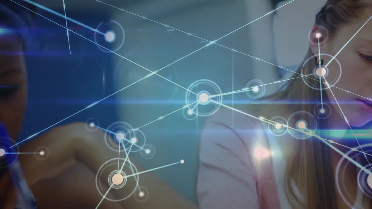 animación de redes de conexiones entre diversos escolares en el aula