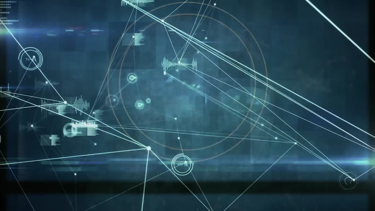Animation of network of connections and data processing over scope scanning