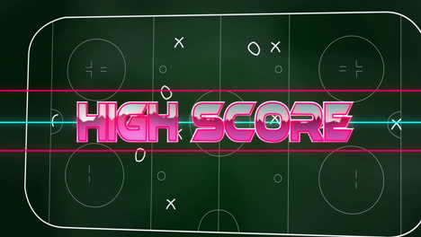 high score text animation over hockey rink diagram with strategic markings