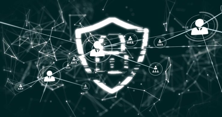 Shield forming from glitch pixels, user nodes linking and locking, protecting network for security