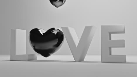 white love letters sign with the black heart instead of "o" letter