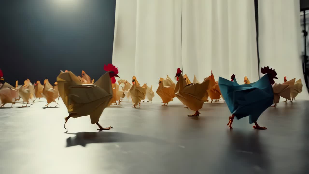 rebaño de pollos de origami