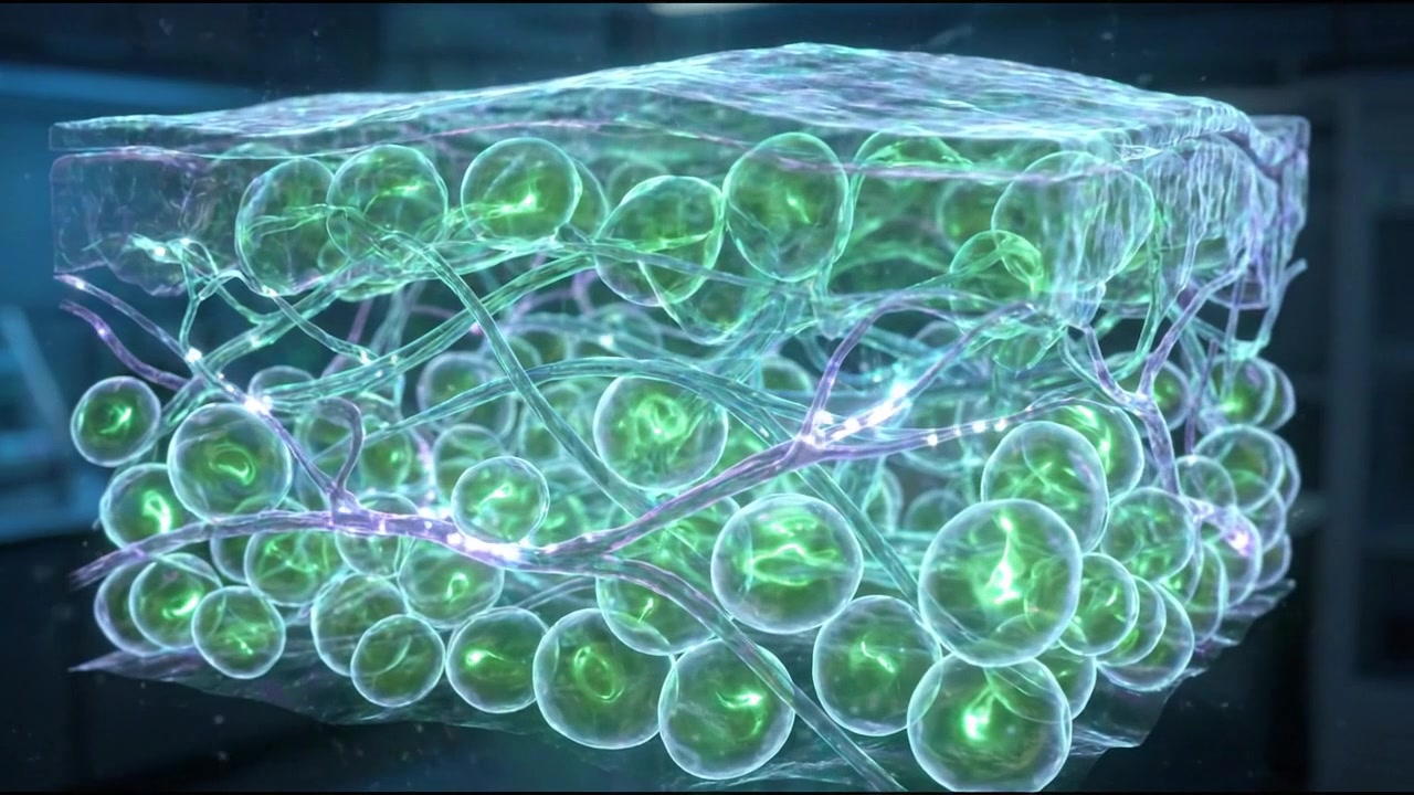 Microscopic cellular network tissue structure 3D hologram