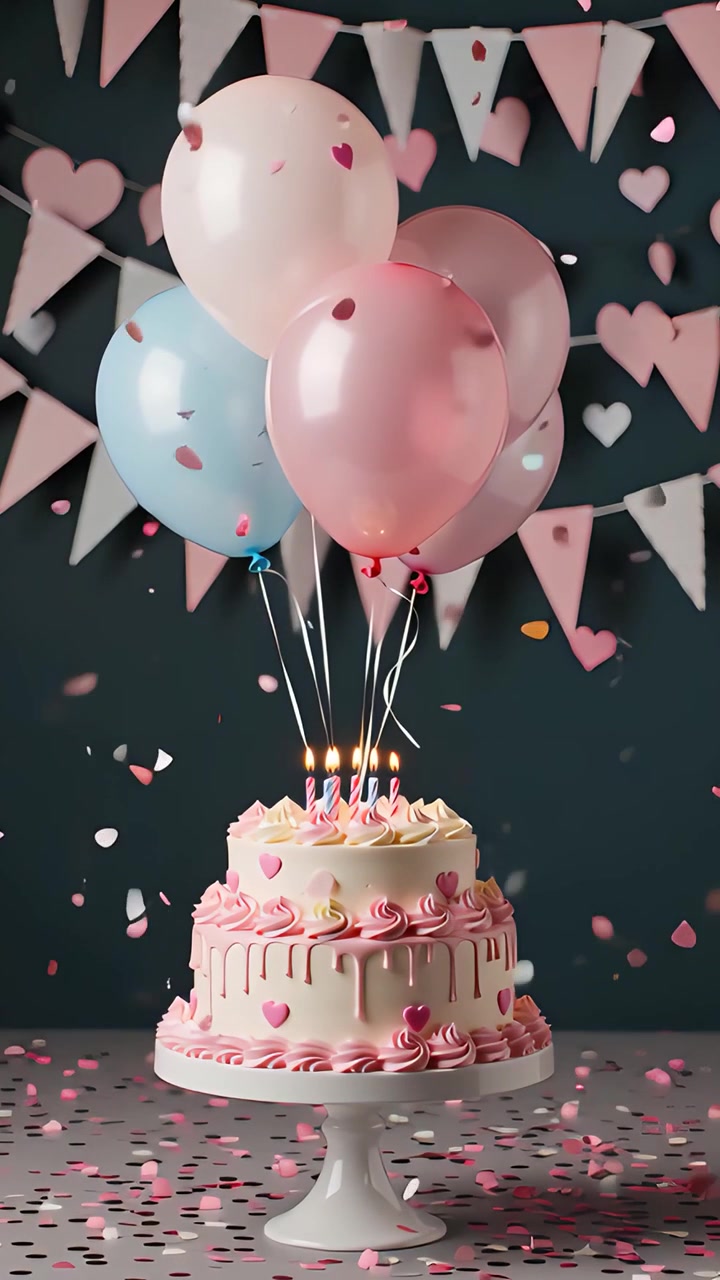 Balonlu doğum günü arka planı 4K