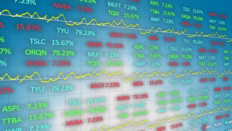 Animation-of-financial-data-processing-over-blue-background