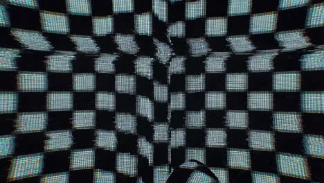 distorted black and white checkered pattern