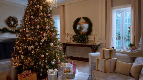 elegant christmas decor in a grand living room